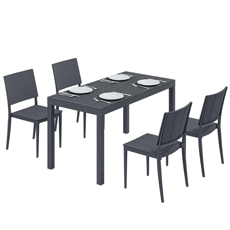 Nancy's Sarre Tuinset - 5-Delige Tuinmeubelset - Tuintafel Set - Grijs - Staal / Kunststof