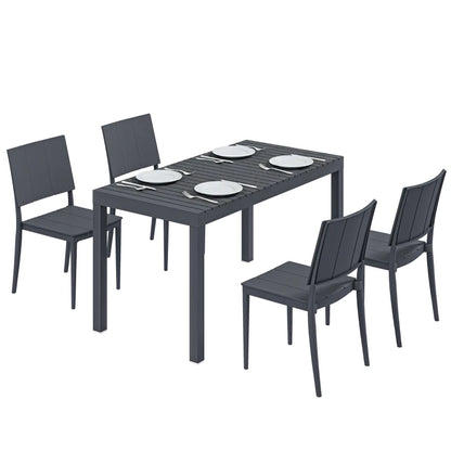 Nancy's Sarre Tuinset - 5-Delige Tuinmeubelset - Tuintafel Set - Grijs - Staal / Kunststof