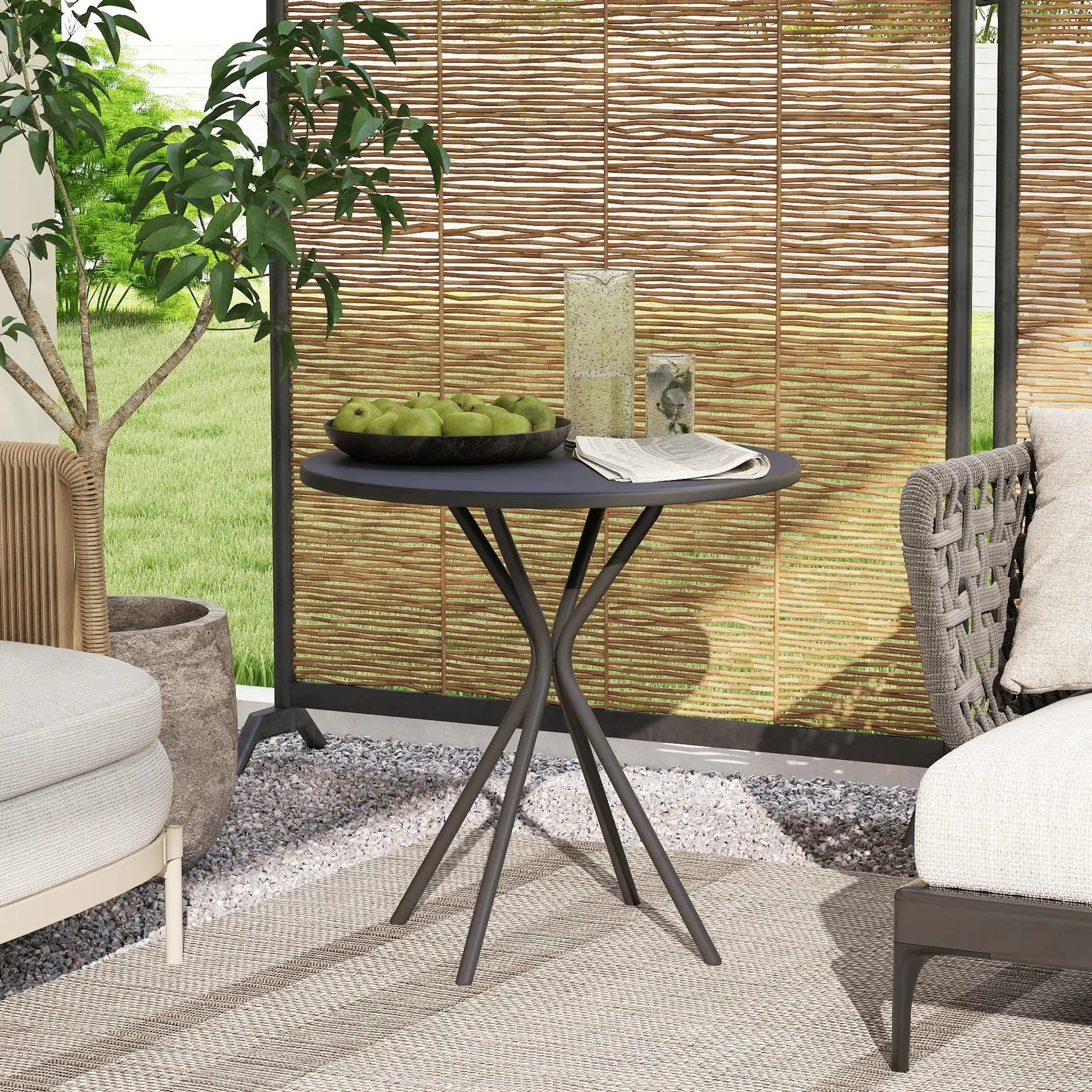 Nancy's Corniolo Tuintafel - Terrastafel - Balkontafel - Zwart - Staal - Ø60 x 70 cm