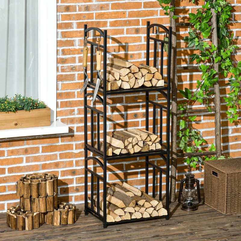Nancy's Morrovalle Haardhoutrek - Houtopslag - Brandhout Rek - Houtrek - Zwart - Staal
