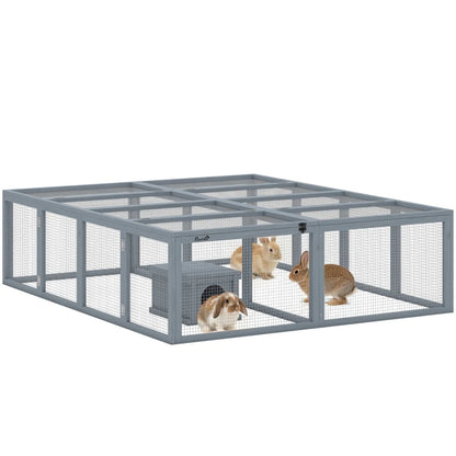 Nancy's Rossano Konijnenhok - Dierenren - Dierenhok - Konijnenren - Grijs - Dennenhout - ± 180 x 150 x 50 cm