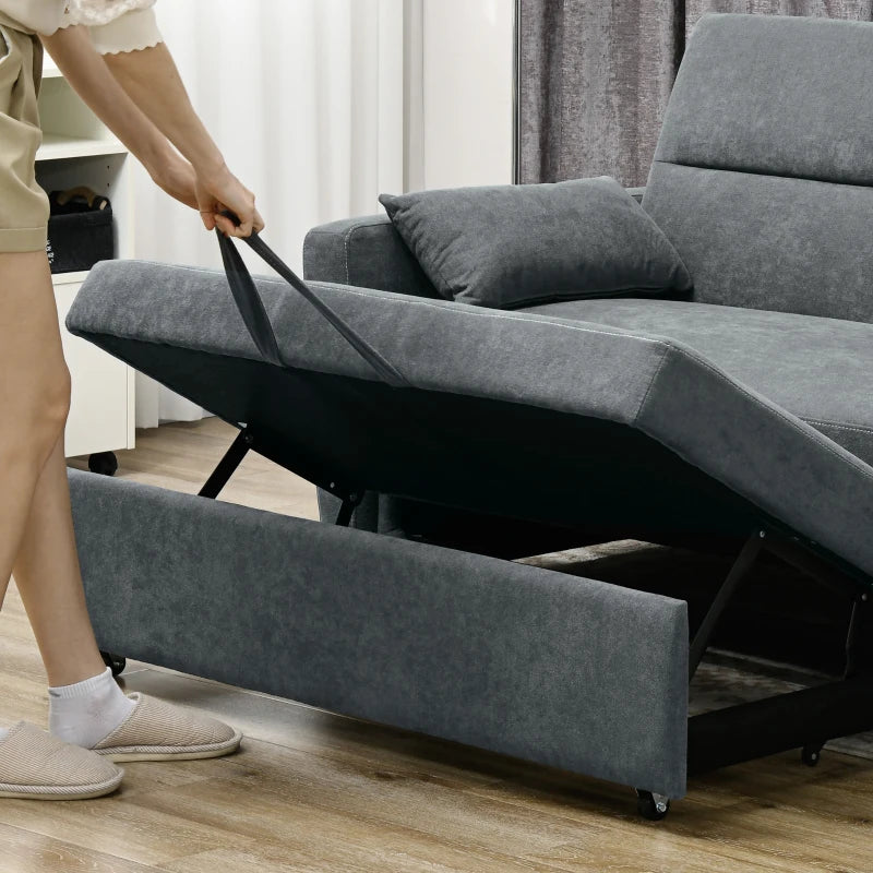 Nancy's Baixo Slaapbank - Zitbank - 2-in-1 Bank met slaapfunctie - Grijs - Fluweel - ± 155 x 90 x 90 cm