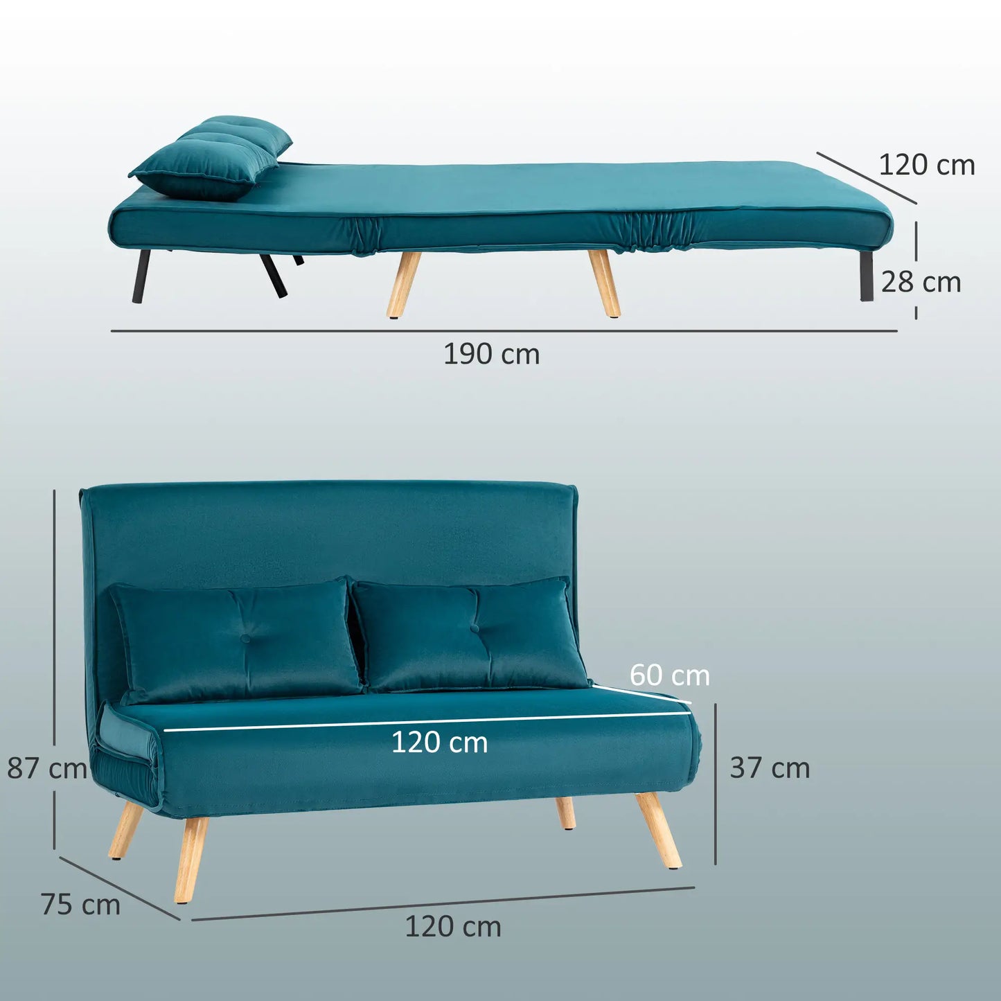 Nancy's Malles Slaapbank - Slaapfauteuil - Tweezitligstoel - Donkergroen - Fluweel
