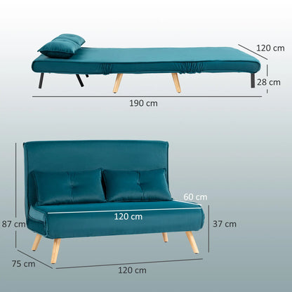 Nancy's Malles Slaapbank - Slaapfauteuil - Tweezitligstoel - Donkergroen - Fluweel