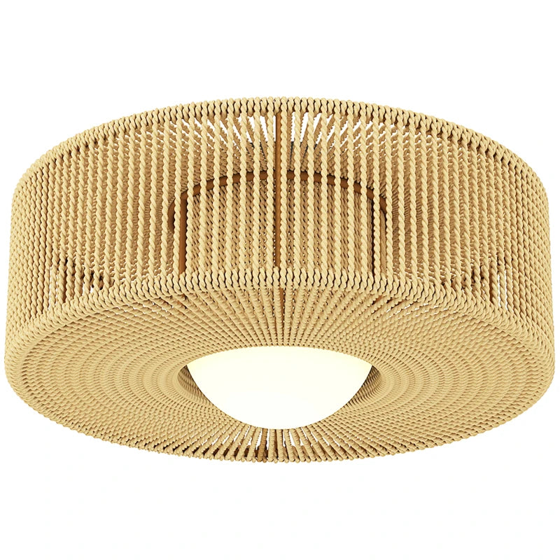 Nancy's Palau Plafondlamp - Plafondverlichting - LED-Lamp - Lichtbruin / Zwart - Henneptouw