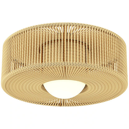 Nancy's Palau Plafondlamp - Plafondverlichting - LED-Lamp - Lichtbruin / Zwart - Henneptouw