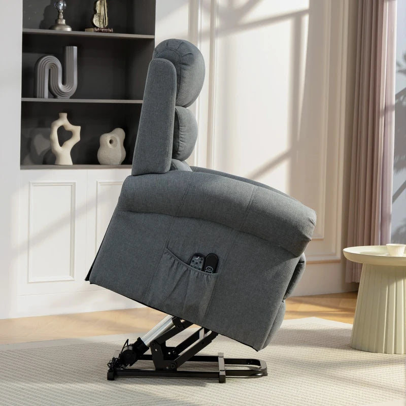 Nancy's Pomarico Sta op Stoel - Seniorenstoel - Relaxfauteuil - Massagestoel - Grijs - Linnen