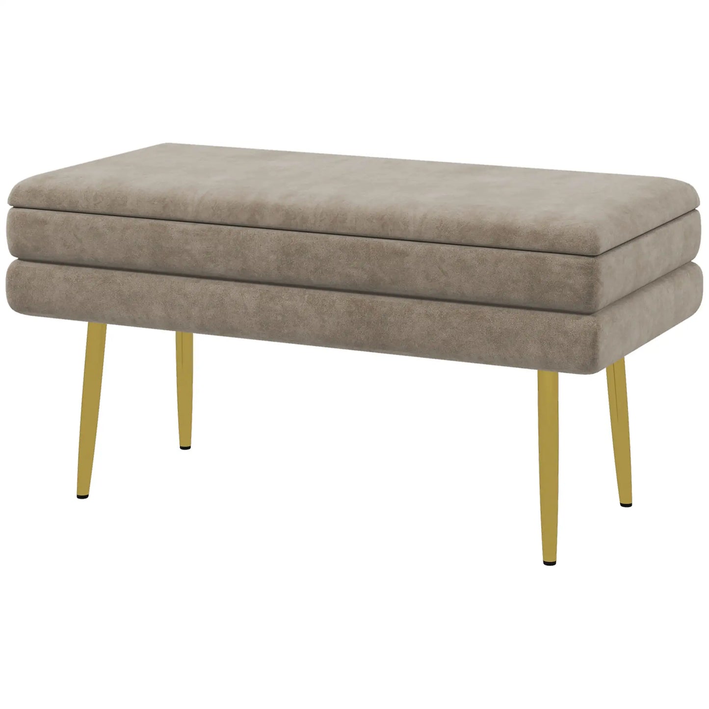 Nancy's Lavagna Bankje - Opbergbank - Beige - Polyester - ± 80 x 35 x 45 cm