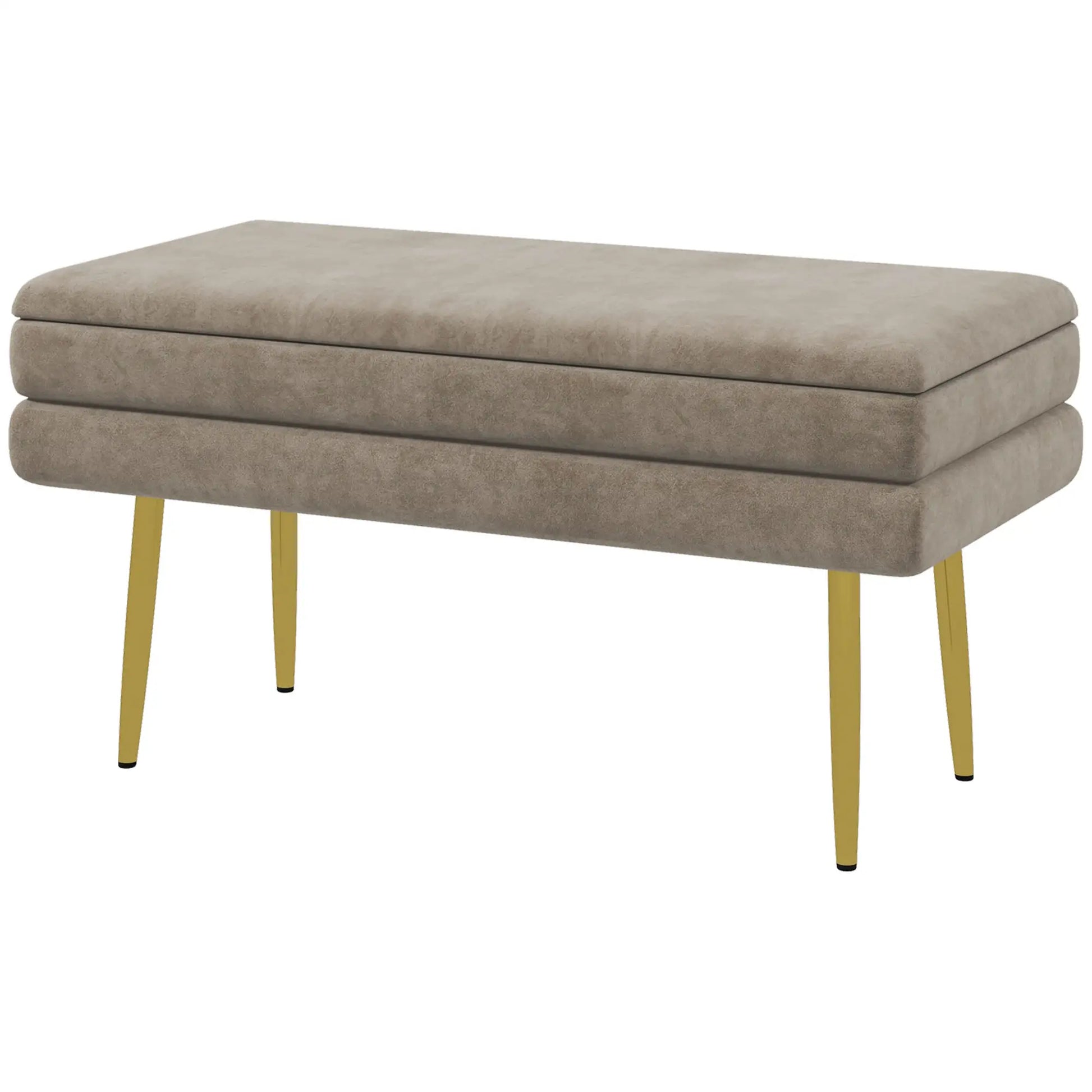 Nancy's Lavagna Bankje - Opbergbank - Beige - Polyester - ± 80 x 35 x 45 cm