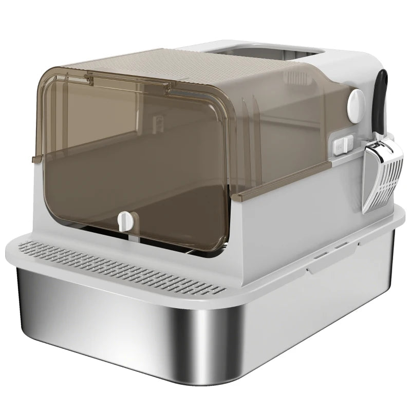 Nancy's Misurina Kattenbak - Kattentoilet - Katten wc - RVS / Grijs - ± 70 x 50 x 45 cm