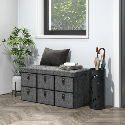 Nancy's Orbassano Schoenenbank - Opbergbank - 6 Lades - Grijs - ± 75 x 40 x 40 cm