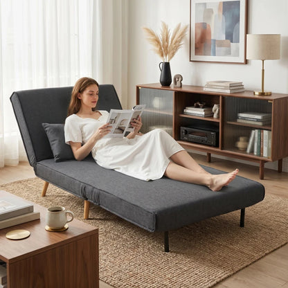 Nancy's Staggia Slaapbank - Logeerbed - Slaapstoel - Grijs - Linnenlook