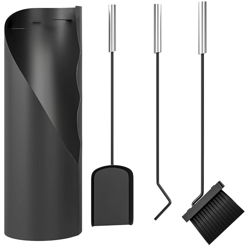 Nancy's Mozzo Haardgereedschap Set - Haardset - Openhaard Set - Zilver / Zwart - Staal