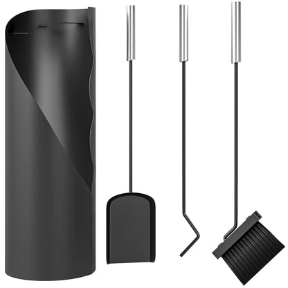 Nancy's Mozzo Haardgereedschap Set - Haardset - Openhaard Set - Zilver / Zwart - Staal