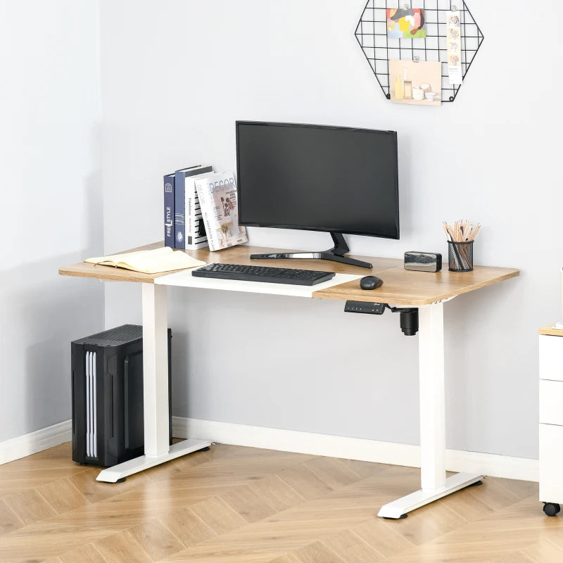 Nancy's Asciano Verstelbaar Bureau - Elektrisch Bureau - Zit-Sta Bureau - Naturel / Wit - 140 x 70 x 72-116 cm
