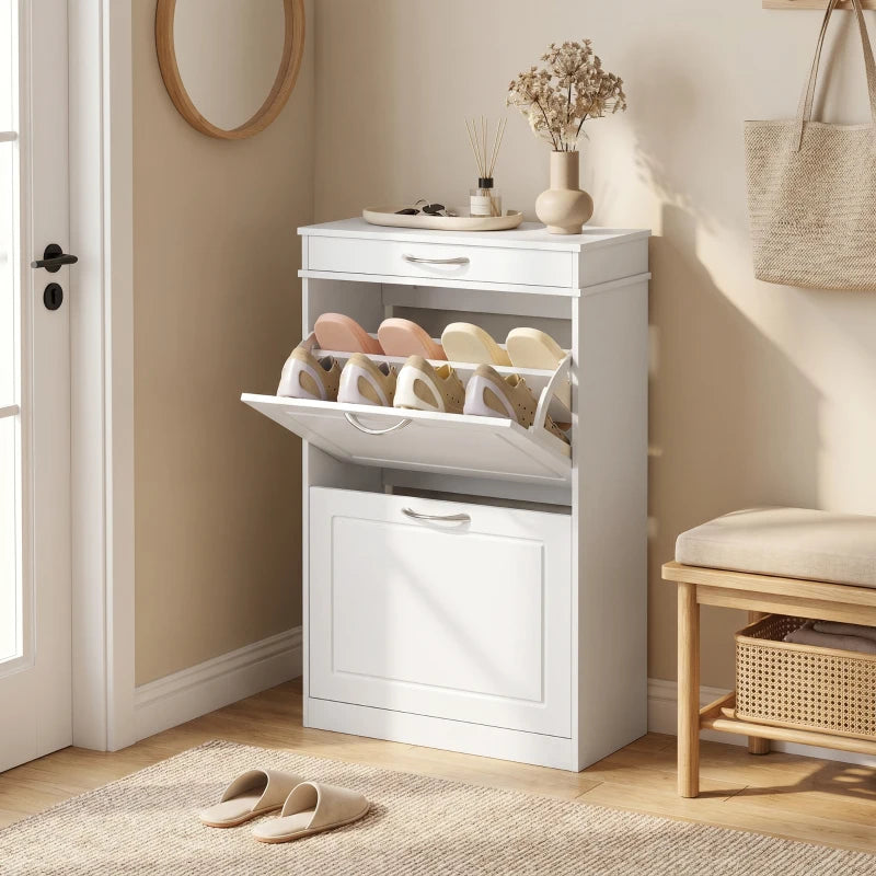 Nancy's Telese Schoenenkast - Opbergkast voor schoenen - Verstelbare indeling - Wit - MDF - ± 55 x 25 x 90 cm