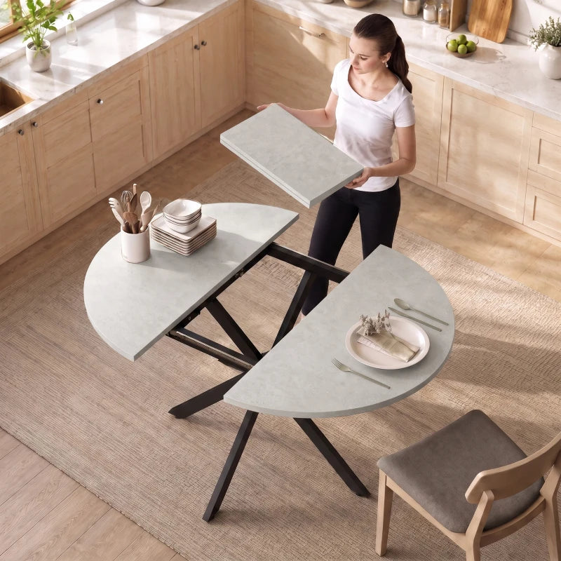 Nancy's Tossicia Eettafel Ovaal - Uitschuifbare eettafel - Tafel ovaal - Grijs / Zwart - MDF / Staal