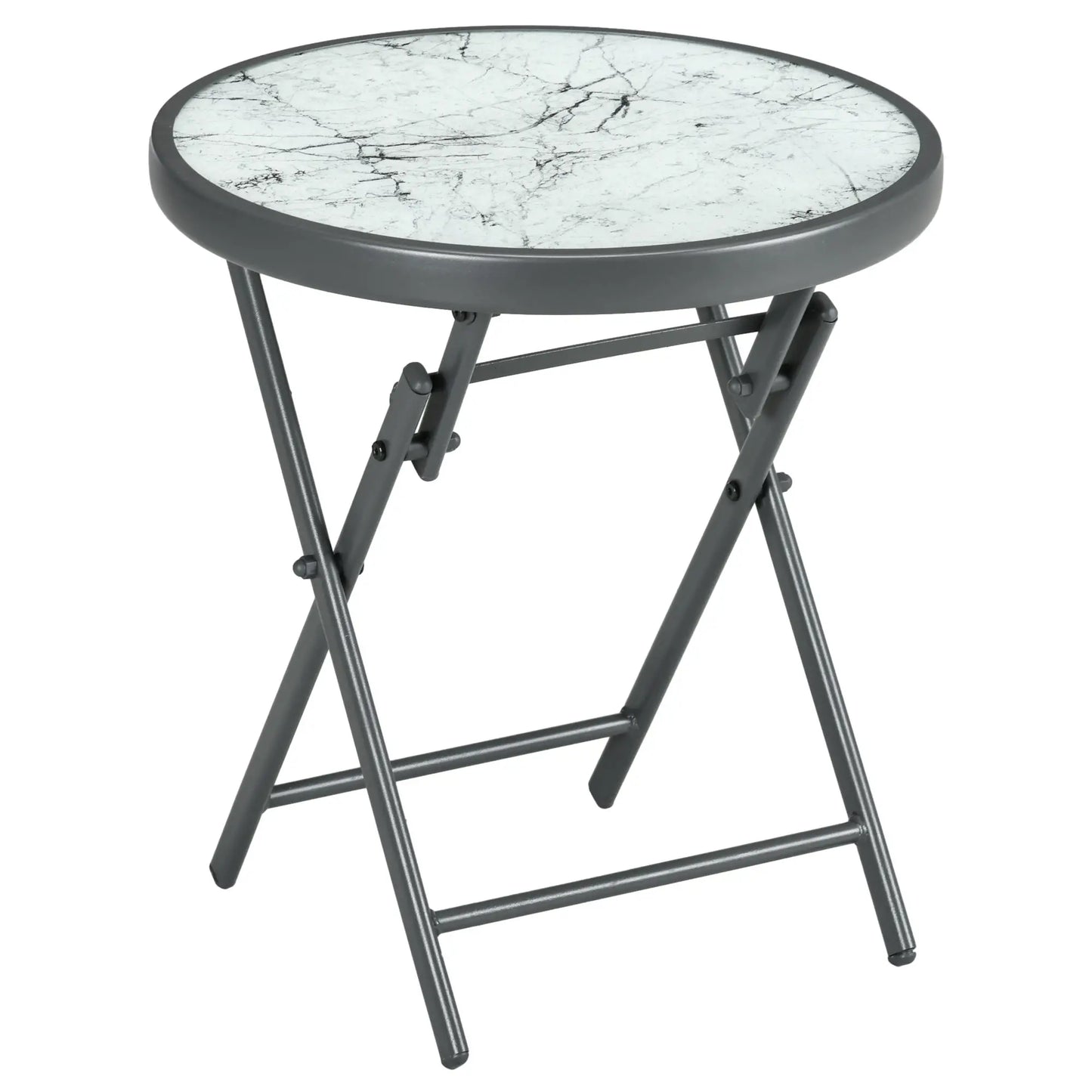 Nancy's Feital Balkontafel - Bistrotafel - Tuintafel - Opvouwbaar - Staal / Glas - Ø 45 x 50 cm