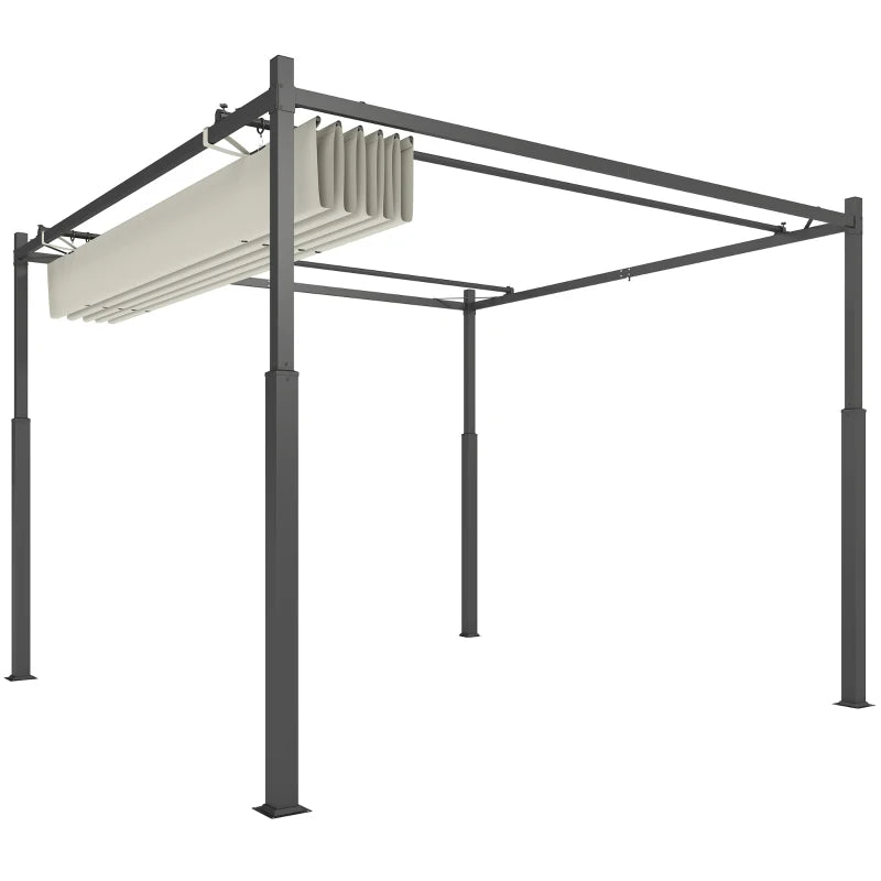 Nancy's Sulzano Pergola - Tuinpaviljoen - Uitschuifbare luifel - UV-Bescherming - Crèmewit - ± 300 x 300 x 230 cm