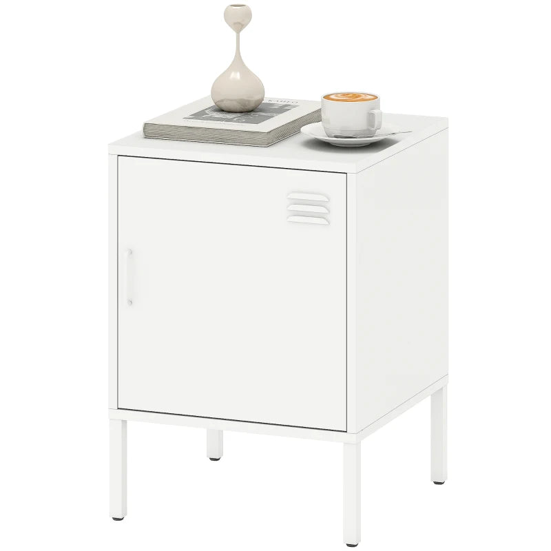 Nancy's Pedemonte Nachtkastje - Bijzettafeltje - Wit - Staal - ± 40 x 40 x 55 cm