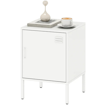 Nancy's Pedemonte Nachtkastje - Bijzettafeltje - Wit - Staal - ± 40 x 40 x 55 cm
