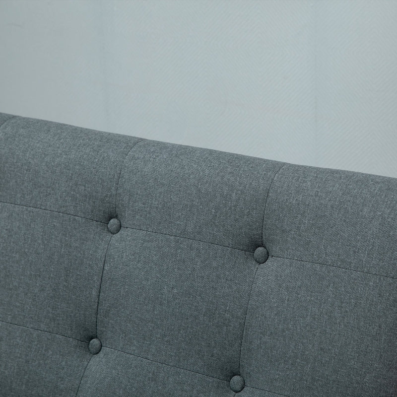 Nancy's Eye 2-zits Bank - Bankje - Zitbank - Grijs - Linnen / Hout - ± 115 x 65 x 70 cm