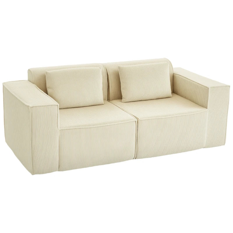 Nancy's Senales 3-Zitsbank - Driezitsbank - Woonkamerbank - Zitbank - Beige - Corduroy - ± 200 x 90 x 75 cm