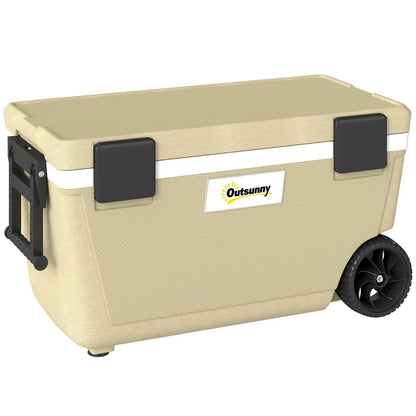 Nancy's Sparone Koelbox - Koeler - Campingkoelbox - Draaggreep en Wielen - Kaki - 70 Liter