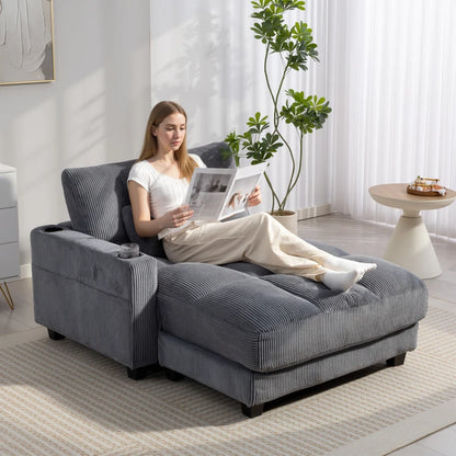 Nancy's Ostiglia 1-Zitsbank - Lounge Fauteuil - Slaapbank - Met Bekerhouders - Donkergrijs - Corduroy
