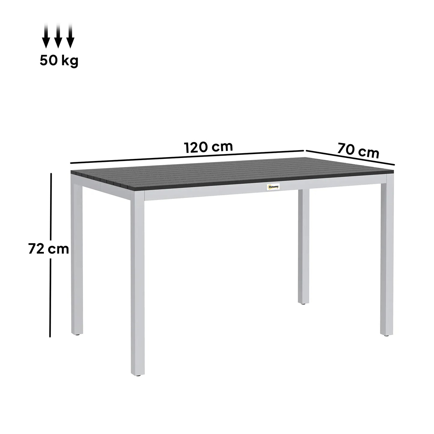 Nancy's Gamberale Tuintafel - Terrastafel - Eettafel voor buiten - Zwart / Zilver - ± 120 x 70 x 70 cm