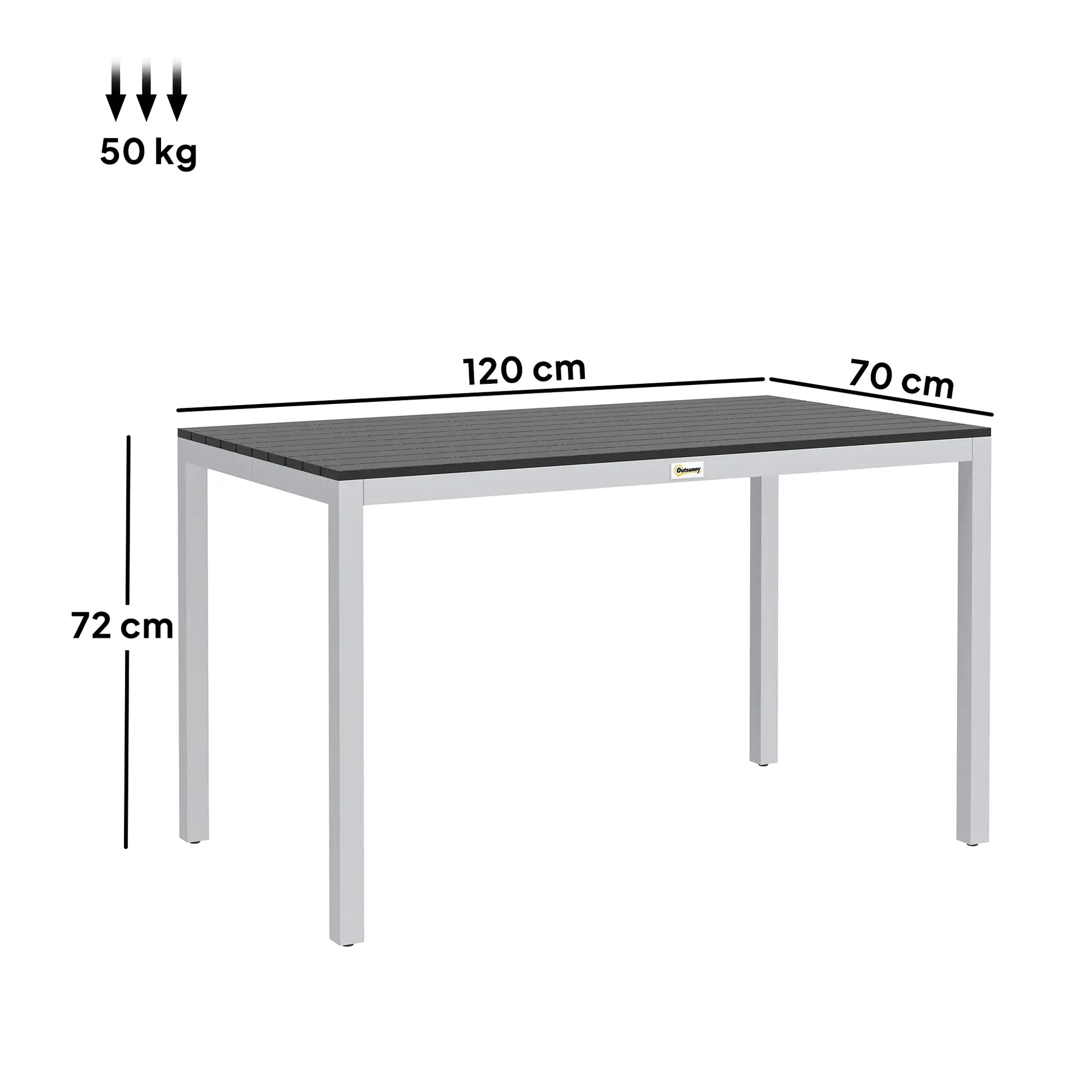 Nancy's Gamberale Tuintafel - Terrastafel - Eettafel voor buiten - Zwart / Zilver - ± 120 x 70 x 70 cm