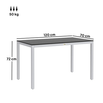 Nancy's Gamberale Tuintafel - Terrastafel - Eettafel voor buiten - Zwart / Zilver - ± 120 x 70 x 70 cm