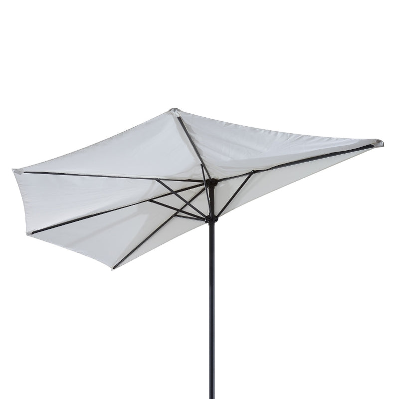 Nancy's Vacaville Parasol - Parasol de jardin - Protection solaire - Demi-rond - Manivelle - Aluminium - Demi-rond - Blanc crème - Noir - ± 300 x 150 cm