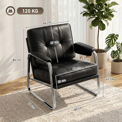 Nancy's Spert Fauteuil - Relaxstoel - Waterafstotend PU-Leer - Zwart / Zilver
