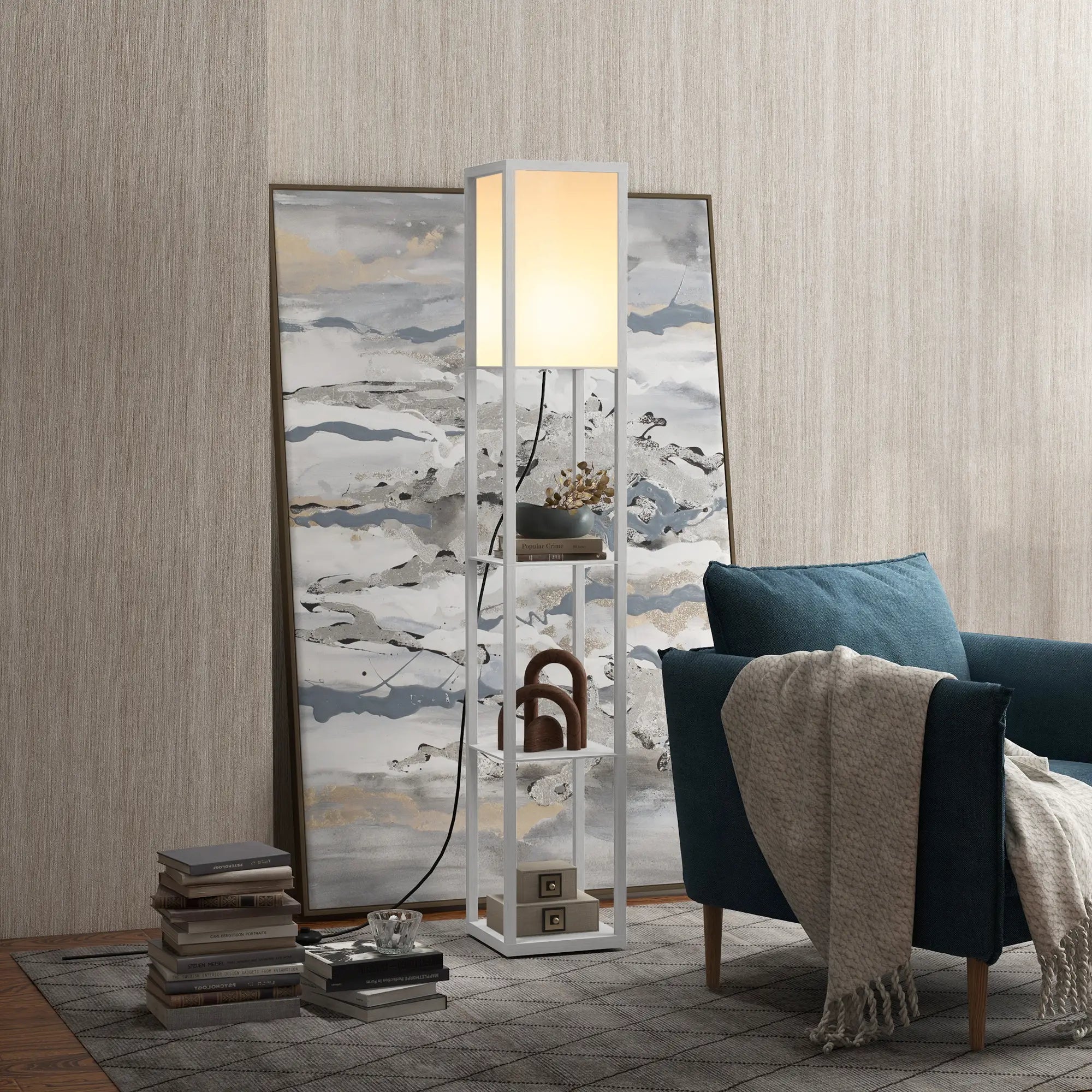Nancy's Seara Vloerlamp - Staande lamp - Staande Verlichting - Wit - MDF