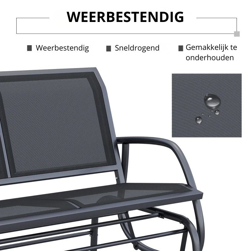 Nancy's Reschen Tuinbank - Balkonbank - Ligstoel - Balkonligstoel - Zwart - 120 x 70 x 85 cm