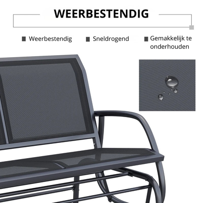 Nancy's Reschen Tuinbank - Balkonbank - Ligstoel - Balkonligstoel - Zwart - 120 x 70 x 85 cm