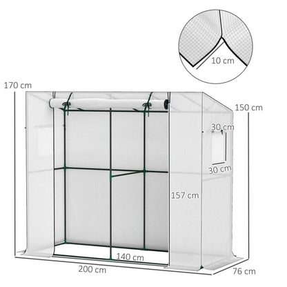 Nancy's Asseiceira Kweekkas - Tuinkas - Plantenkas - UV-Bestendig - Wit - ± 200 x 75 x 170/150 cm