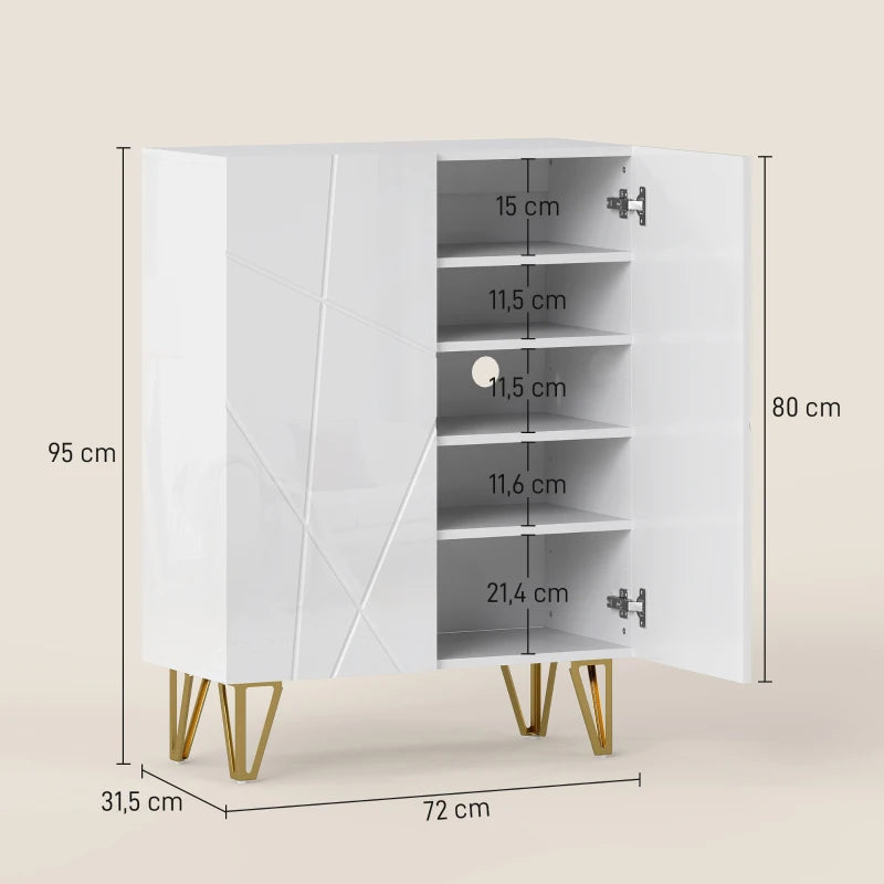 Nancy's Montecchio Schoenenkast - Opbergkast voor Schoenen - Schoenenrek - Wit - ± 70 x 30 x 95 cm