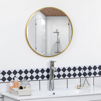 Nancy's Eaton Round wall mirror for bathroom, bedroom, hallway, metal frame, color: gold, Ø50 cm