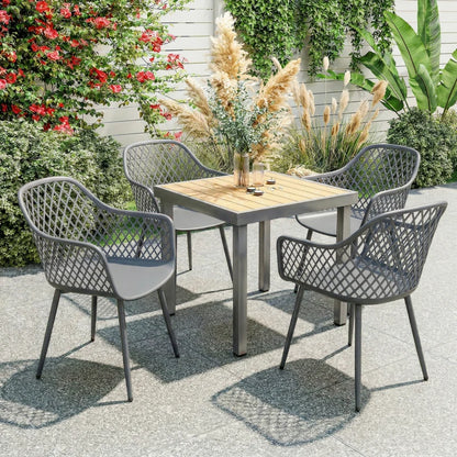 Nancy's Selargius Tuinstoelen - Terrasstoelen - Set van 4 - UV-Bestendig - Donkergrijs - Kunststof