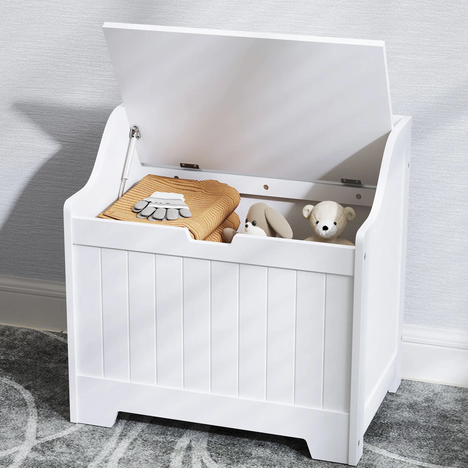 Nancy's Filettino Opbergkist - Kist - Speelgoedkist - Wit - ± 60 x 40 x 55 cm