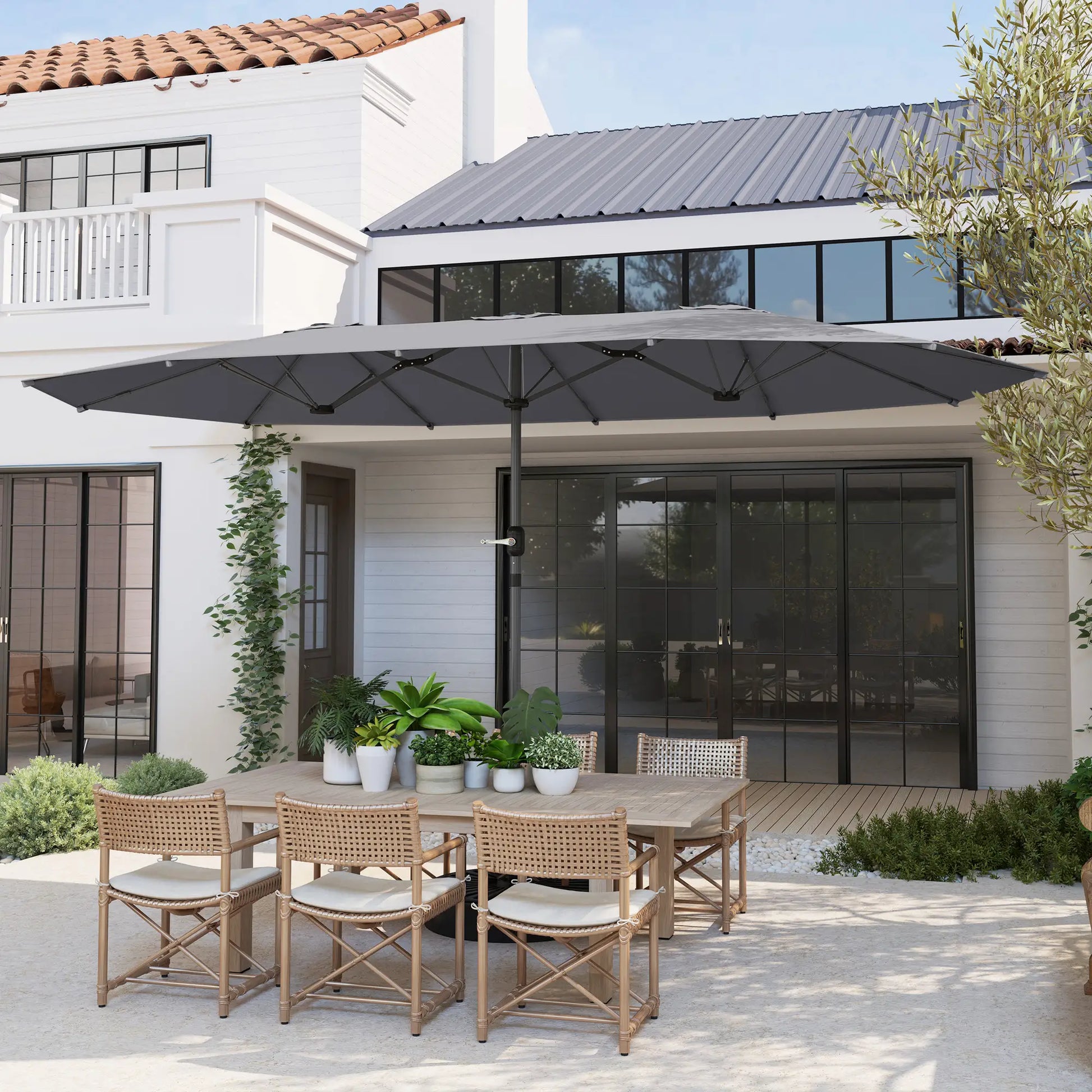 Nancy's Ciconicco Parasol - Tuinparasol - UV-bescherming - Grijs - ± 435 x 260 cm