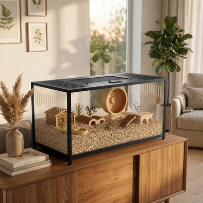 Nancy's Torgiano Knaagdierkooi - Hamsterkooi - Zwart - ± 100 x 50 x 52 cm