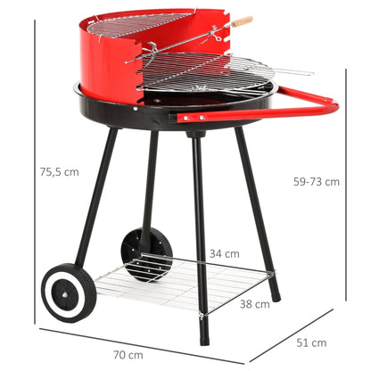 Nancy's Aston Lake Barbecue on wheels - Grill - Charcoal barbecue - Red - Black - Steel
