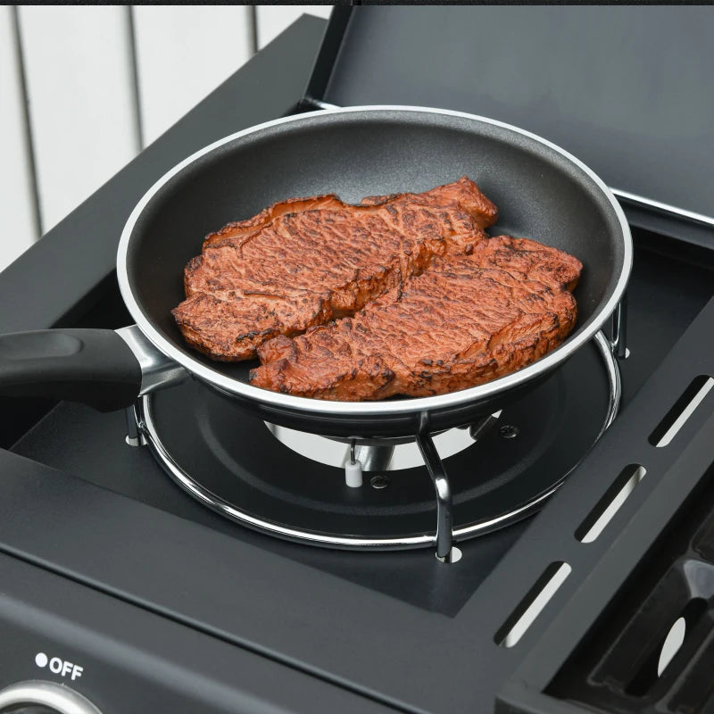Nancy's Chorente Barbecue - BBQ - Grill - Gas barbecue - Met 3 branders en warmhoudrek - Staal - Zwart