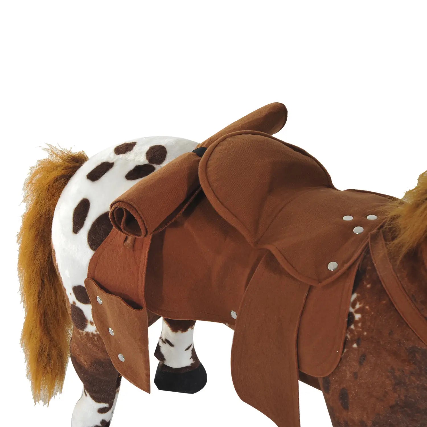 Nancy's Blue Creek Speelpaard met zadel - Hobbelpaard - Paardenspeelgoed - Bruin - Pluche - ± 85 x 30 x 60 cm