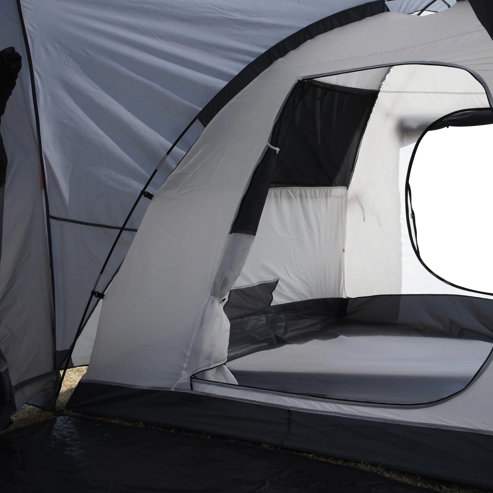 Nancy's Campotosto Kampeertent - Camping Tent - Twee Kamers - 4-5 Personen - Grijs / Rood - 490 x 250 x 185 cm