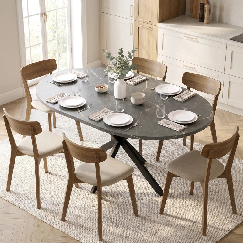 Nancy's Tossicia Eettafel Ovaal - Uitschuifbare eettafel - Tafel ovaal - Zwart - MDF / Staal
