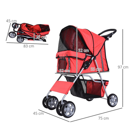 Nancy's Alta Vista Dog Cart - Chariot pour chien pliable avec porte-gobelet Auvent rouge